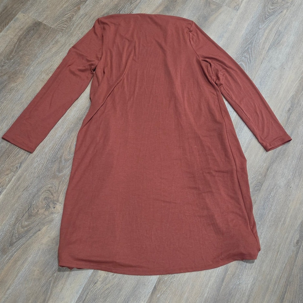 Zenana Premium Rust Terracotta Longline Duster Cardigan XL RC-1441P Open Front - Picture 5 of 5